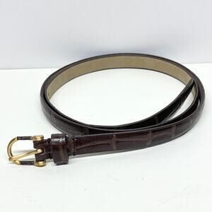 Talbots Croc Embossed Brown Leather Belt Size Medium